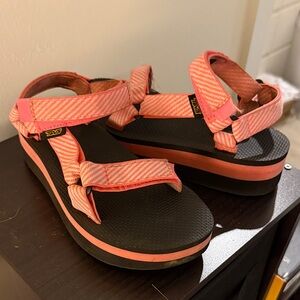 Teva Pink Coral Strap Platform Sandals